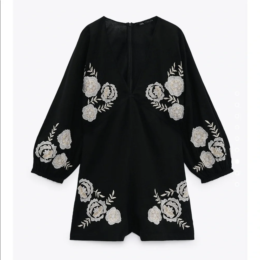 Zara embroidery linen blend jumpsuits bloggers fav